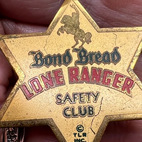 Vintage Bond Bread Lone Ranger Safety Club Badge Pin Signed TLR INC 1938 - Picture 4 of 7